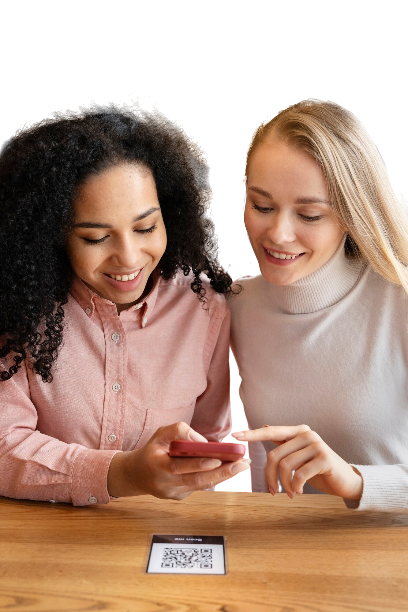 Women holding smartphones.